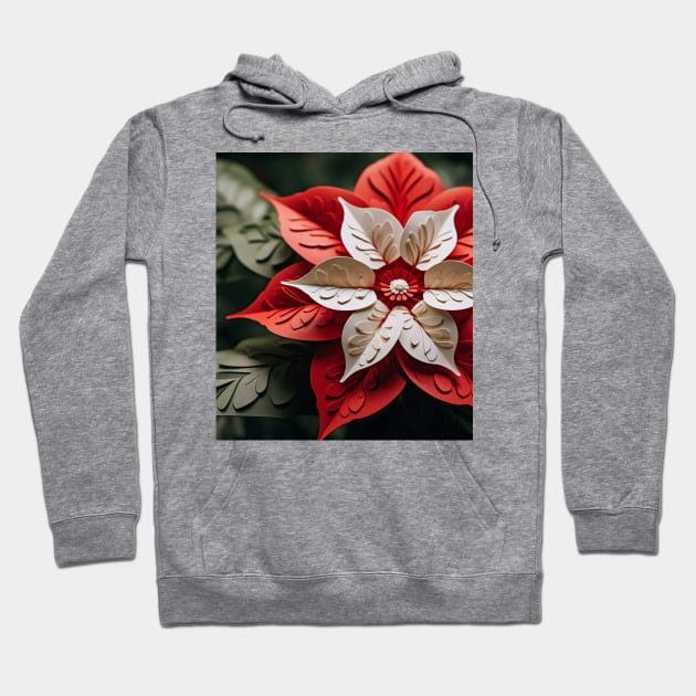 3D Poinsettia flower Xmas vibe Hoodie by LaartStudio